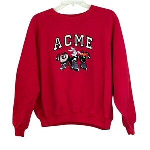 Vintage Warner Bros. Acme Looney Tunes Characters Sweatshirt Red Size M